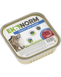 Консервы для кошек паштет с ягненком и сердцем 24 шт по 100 г Ekonorm