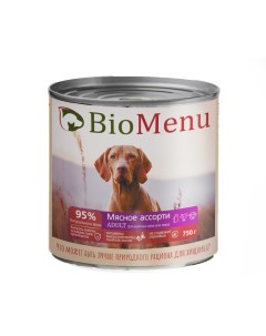 Влажный корм для собак Мясное ассорти в консервах 12 шт по 750 г Biomenu