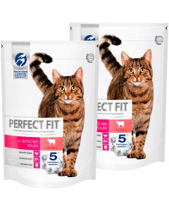 Сухой корм для кошек Adult с говядиной 2 шт по 0 65 кг Perfect fit