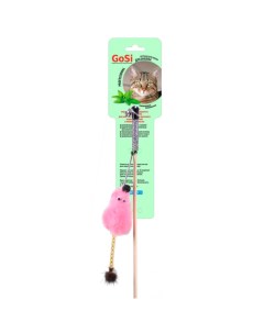 Игрушка для кошек Мышь с мятой трубочка на веревке розовая Gosi
