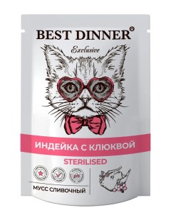 Влажный корм для кошек Exclusive Sterilised индейка клюква 24 шт по 85 г Best dinner