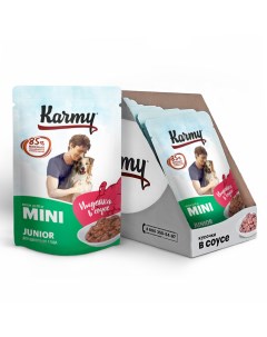 Влажный корм для щенков Mini Junior индейка 12шт по 80г Karmy