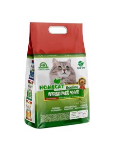 Комкующийся наполнитель Ecoline растительный зеленый чай 4 шт по 12 л Homecat