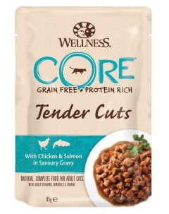 Влажный корм для кошек Tender Cuts курица лосось 8шт по 85г Wellness core