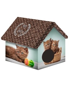 Домик для кошек и собак Дизайн Шоколадные котята разноцветный 33x33x40см Perseiline