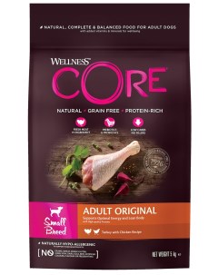 Сухой корм для собак ADULT Original для маленьких пород индейка 5кг Wellness core