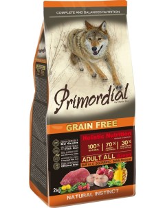 Сухой корм для собак Grain Free Adult All буйвол макрель 2кг Primordial