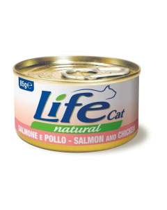 Консервы для кошек Natural с лососем и курицей в бульоне 85г Lifecat