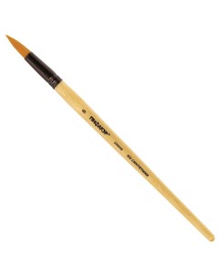 Кисть СИНТЕТИКА круглая 8 деревянная лакированная ручка с колпачко Пифагор