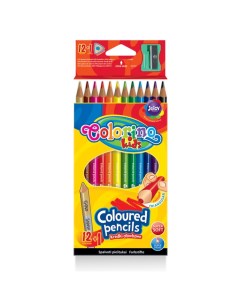 Карандаши цветные треугольные 12 цветов точилка Colorino