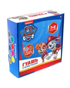 Гуашь 7 цветов 2 цвета с блёстками золото серебро по 20 мл карамельная Paw patrol