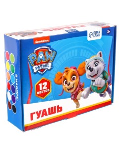 Гуашь 12 цветов по 20 мл карамельная Paw patrol