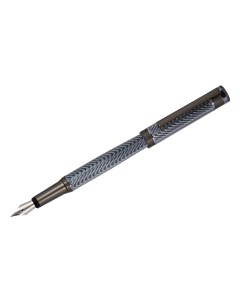 Ручка перьевая Stellato черная 0 8мм корпус серебро хром подарочный футляр Delucci