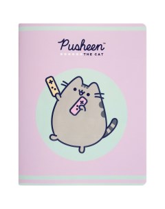 Тетрадь А5 общая 48 листов в клетку на скрепке Pusheen