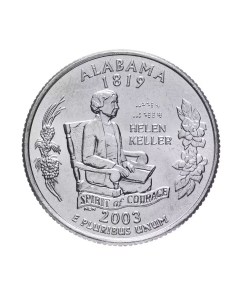 Памятная монета 25 центов квотер Штаты и территории Алабама США 2003 г в без обр Nobrand