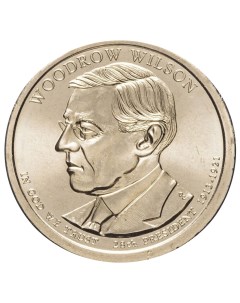 Памятная монета 1 доллар Вудро Вильсон Президенты США США 2013гв Монета в состоянии UNC Nobrand