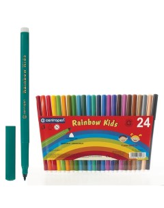 Фломастеры 24 ЦВЕТА Rainbow Kids круглые смываемые 2 шт Centropen