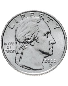 Памятная монета 25 центов Майя Анжелу Выдающиеся женщины США 2022 г UNC без обращения Nobrand