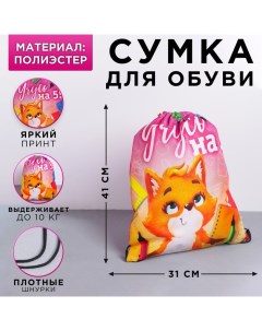 Сумка для обуви Учусь на 5 полиэстер размер 41х31 см Artfox