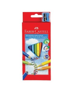 Карандаши цветные утолщенные Jumbo 10 цветов трехгранные с точилкой Faber-castell