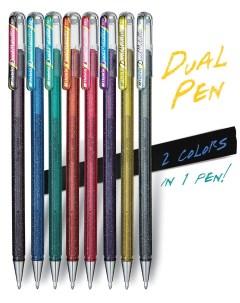 Ручка гелевая "Hybrid Dual Metallic" 1,0 мм, черный + красный металлик Pentel