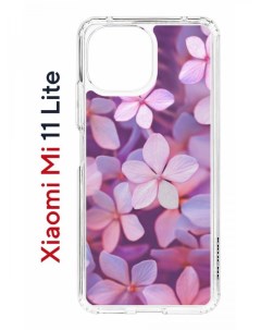 Чехол на Xiaomi Mi 11 Lite Kruche Print Гортензия противоударный бампер с защитой камеры