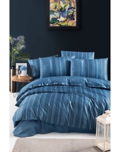 Комплект постельного белья DO CO Сатин DELUX PREMIUM TALYA голубой Евро 4 наволочки Meteor