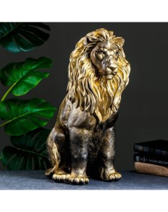 Фигура Лев сидящий черное золото Хорошие сувениры