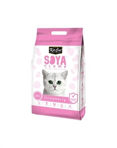 Комкующийся наполнитель для кошек SoyaClump Soybean Litter соевый клубника 14 л Kit cat