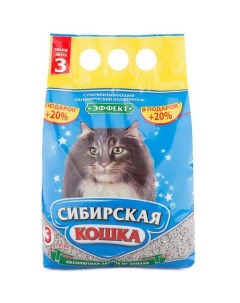 Впитывающий наполнитель Cибирская кошка минеральный 3 л Сибирская кошка