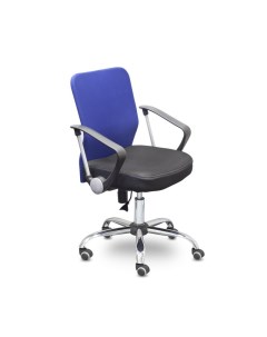 Кресло UP_EChair 203 PTW net ткань черная сетка синяя хром Easy chair