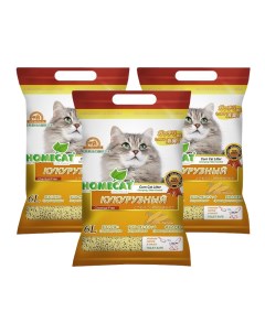 Комкующийся наполнитель Ecoline кукурузный 3шт по 6л Homecat