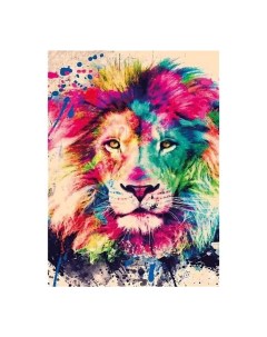 Алмазная мозаика картина стразами Разноцветный лев 40х50 см Nobrand