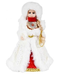 Новогодняя фигурка Снегурочка в бело красной шубе 9266 1 шт Merry christmas