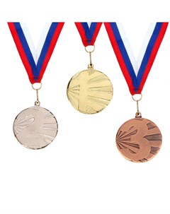 Медаль призовая 045 диам 4 5 см 2 место цвет сер с лентой Командор