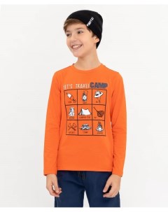Оранжевая футболка с принтом Button blue