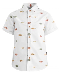 Белая рубашка с орнаментом Диковинные рыбы Gulliver