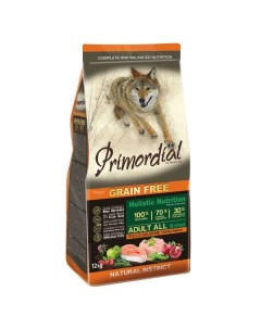 Корм сухой для собак беззерновой курица и лосось Primordial 12кг Mister pet