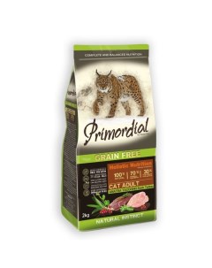 Корм сухой для кошек беззерновой утка и индейка Primordial 2кг Mister pet