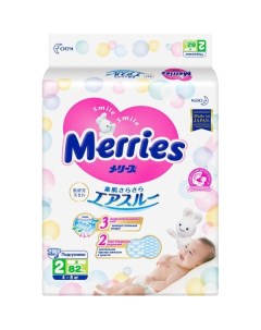 Подгузники Merries Меррис р S 4 8кг 82шт Kao corporation