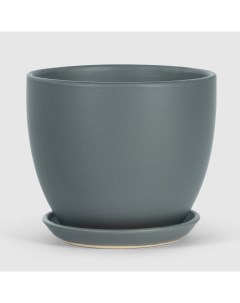 Кашпо керамическое для цветов 23x18см серое матовое Shine pots