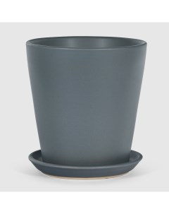 Кашпо керамическое для цветов 16x17см серое матовое Shine pots