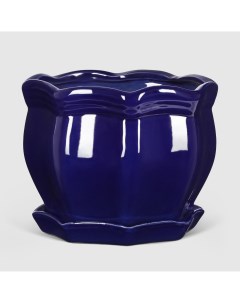 Кашпо керамическое для цветов 18x14см синий глянец Shine pots