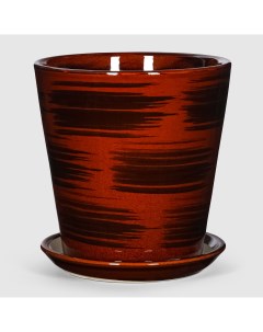 Кашпо керамическое для цветов 16x17см коричневый глянец Shine pots