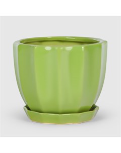 Кашпо керамическое для цветов 13x11см салатовый глянец Shine pots