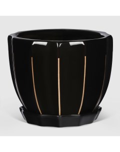 Кашпо керамическое для цветов 13x11 см черный глянец Shine pots