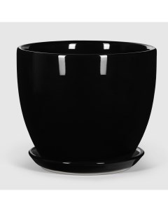 Кашпо керамическое для цветов 18x16 см черный глянец Shine pots