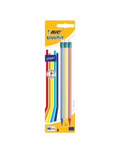 Карандаш Эволюшн с ластиком 3 шт Bic