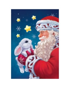 Картина по номерам на холсте с подрамником Дед Мороз с кроликом 20х30 см Школа талантов