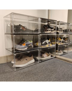 Прозрачная коробка для хранения обуви с боковой дверью 36x27x20 см Nobrand